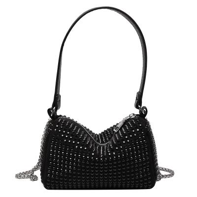 China Diamond King Feeling Shoulder Armpit Rhinestone Makeup Bag PORTABLE High Handheld Messenger Bag Fashion Chain Bag for sale
