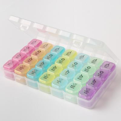 China Small Portable One Week Pill Box Pill Dispenser Box Organizer Chinese Professional Weekly Storage Mini Box Maker Eco-Friendly for sale