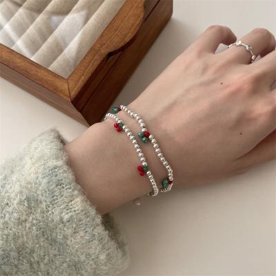 China 925 Sterling Silver Round Beads CLASSIC High Quality Custom Cherry Shaped Bead Relationship Bracelets for sale