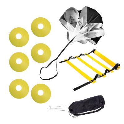 China Durable Agility Ladder With Steel Bag 6 Disc Cones Resistance Parachute 4 Carry Stakes Speed Agility Training Set for sale