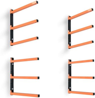 China Organizador de madera multifunción montado en la pared y bastidor de metal para almacenamiento de madera con 3 niveles en venta