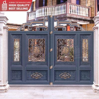 China Easily Assembled Professional Customized Size Designs Exterior Aluminum Automatic House Driveway Main Sliding Gate for sale