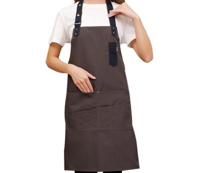 China Comfortable Custom Long Apron Denim Kitchen Coffee Bib Cooking Apron for sale