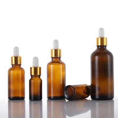 China 10ml 20ml 30ml 50ml 100ml Amber Glass Essential Oil Dropper Cosmetic Packaging Empty Refillable Bottle for sale