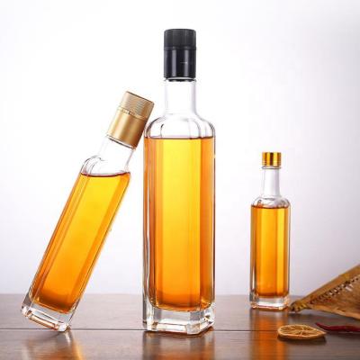 China Empty Bulk Square Olive Oil Glass Baking Clear Food Bottles 30ml 50ml 100ml 250ml 500ml for sale