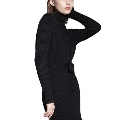 China Anti-Static Winter Casual Autumn Women Long Sleeve High Neck Cashmere Knit Dress for sale