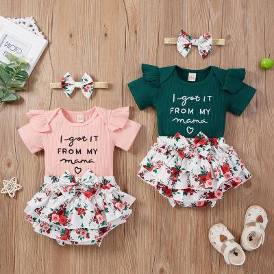 China Baby Boutique Breathable Nice Soft Clothes Float Short Sleeve Romper Set For Infant for sale