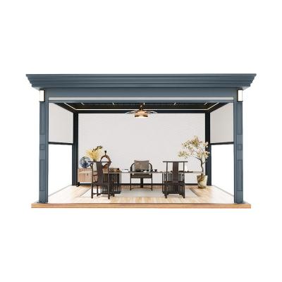 China Outdoor pavilion Aluminum alloy new hand electric louver courtyard pavilion courtyard leisure pavilion for sale