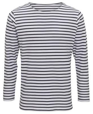 China 100% cotton color white blue sleeve super hot sale striped quality plus size men's long sleeve t-shirt for sale