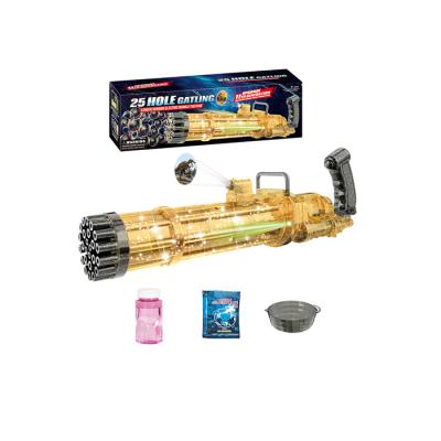 China Summer Funny Easy Children's 25 Hole Speed Bubble Machine Handheld Electric Big Gatling Transparent Bubble Gun Electric Toy for sale