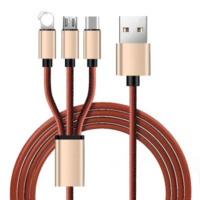 China Wholesale MP3/MP4 player LAIMODA leather braided 3 in 1 micro usb c usb cable for iphone xiaomi fast charger cable for sale
