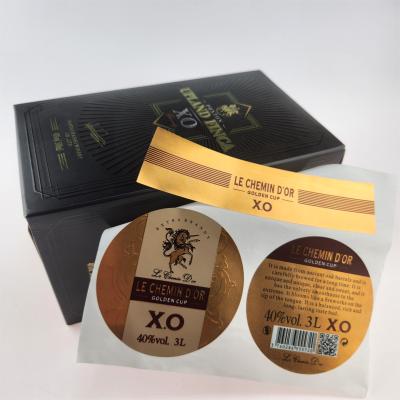 China Custom 3D Embossed Brandy Whiskey Labels - Gold Foil Wine Bottle Labels OEM for sale