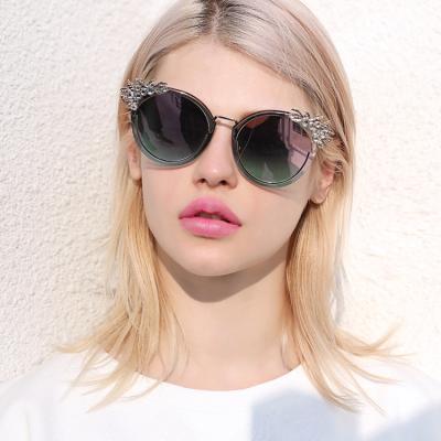 China New Fashion Luxury Women's MS 97240 Flower Diamond Sunglasses Pink Mirror Lens Sun Glasses For Women OEM for sale