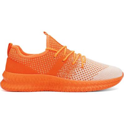 China Cushioning Fashion Light Weight Women Sports Hot Selling Breathable Orange Knitting Running Shoes for sale
