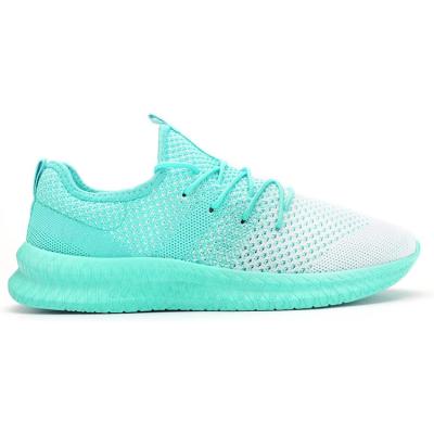 China Fashion Trend Light Weight Women's Sports Hot Selling Breathable Green Knitting Running Shoes for sale