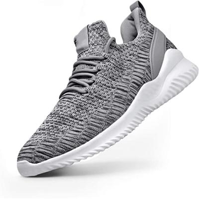 China Latest Fashion Trend Design Gray Knitting Outdoor Running Mens Sports Shoes for sale