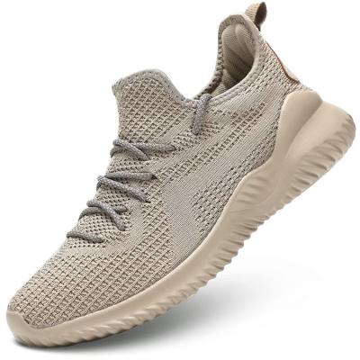 China Hot Selling Fashion Trend Zapatillas Custom Shape Breathable Beige Knitting Gym Sports Running Shoes For Men for sale