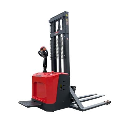 China Garment Shops LTMG Electric Pallet Stacker Stand On Type 1.5 ton 2 ton Full Electric Stacker with Straddle Legs for sale