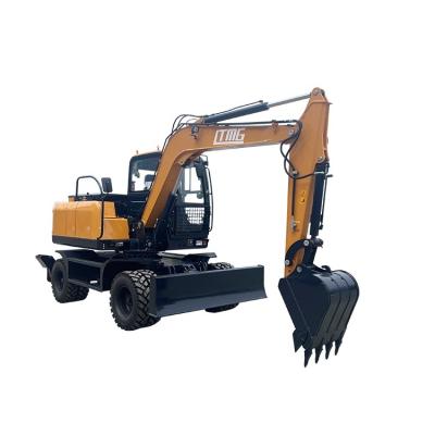 China Manufacturing Plant LTMG big wheeled excavator 7 ton 8 ton 9 ton 10 ton four wheel Hydraulic Excavator with grapple for sale