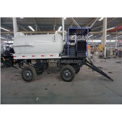 China 2 axles heavy duty 10CBM vacuum sewage suction combined jetting sewer cleaning sucking trucks trailer for sale