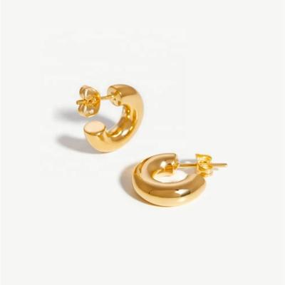 China CLASSIC Fashion Jewelry Gold Plated Stainless Steel Chubby Chunky Hoop Earrings For Women for sale