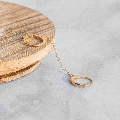 China Trendy Minimalist Huggie Small Double Circle Earring Jewelry Chain 316 Stainless Steel Thin Earring for sale