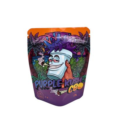 China Gloss Surface Foil Laminated Childproof Top Zipper Pouch Bags 3.5 G Stand Up For Weed Packaging for sale
