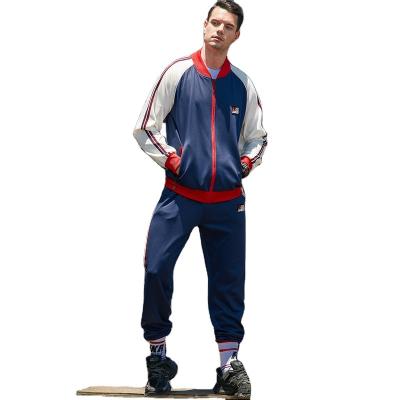China Viable classic colors matching retro design men's sweatsuit collar comic sports suit two-piece set contrast color for sale