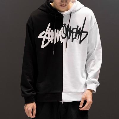 China New Viable Patchwork Scratch Printing Hoodie Men's Casual Hip Hop Street Pullover Sweatshirt for sale