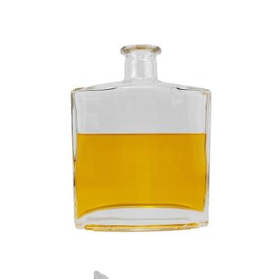 China Acceptable Customer's Logo 500ml Clear Square Glass Bottle with Cork Cap for sale