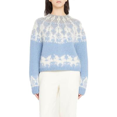 China Anti-wrinkle AiNear custom logo designer hand knit pullover sweater women knitwear long sleeve mohair intarsia knit women sweaters for sale