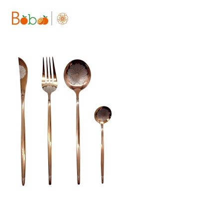 China Boboo Viable 16/24 Pcs Creative Cherry Blossom Portugal Stainless Steel Flatware Home Use Talheres for sale