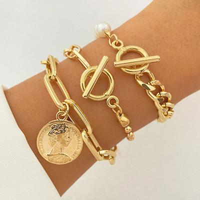 China New High Quality VKME Classic Bangle Women Jewelry Gold Bangle Beads Chian Lock Bracelets Sets for sale