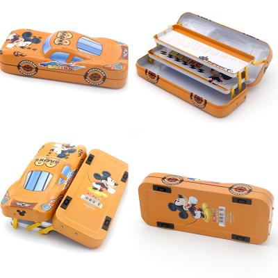 China Wholesale Custom Recyclable Printed Cute Pencil Case Kids Car Shape Meal Pencils Empty Tin Box for sale