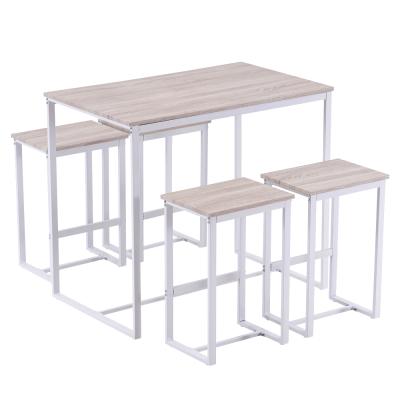 China High Quality Oak Party or Bar Table and Chairs Set 5 PVC Paper White Lacquered for sale
