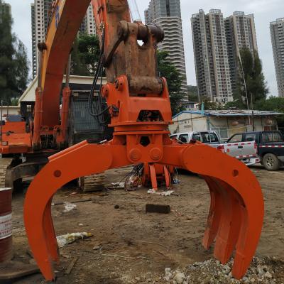 China Construction works OEM Excavator Rotary Log / Wood Grapple for sale