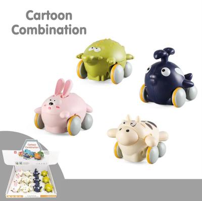 China Toy Factory Wholesale Baby Grab Friction Toy Education Ratchet Roll Car Cartoon Children's Baby Toys Animal Inertia Car for sale