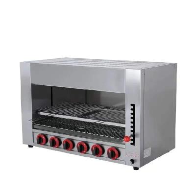 China Hotels Commercial LPG Gas Salamander With Six Burner Control Gas Barbecue Grills for sale