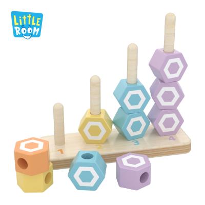 China Educational Toy Logical Thinking Training Four Color Wooden Learning Educational Toy Stacking And Counting Toy for sale