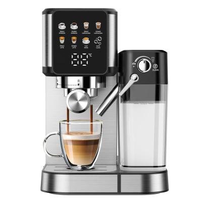 China Silver Espresso Coffee Making Machine With Manual Milk Frother For Latte Cappuccino Built In Grinder for sale