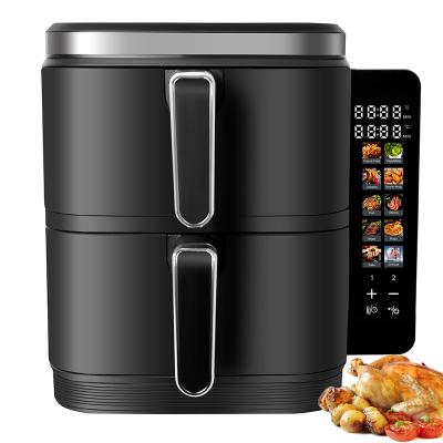 China 2800w Electric Double Stack Air Fryer Non-Stick 6l+6l Coating Top Bottom Heater Foldable Lcd Display Visible Window-Option for sale