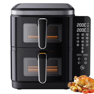 China 6l+6l Double Stack Air Fryer 2800w Non-Stick Coating Modern Square Digital Control Folding Led Display Menu Electric Household for sale