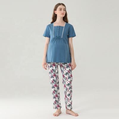 China Casual Comfortable Breathable Maternity Pajamas T-shirt and Pants Two-piece Maternity Dress for Women's Clothing Maternity for sale