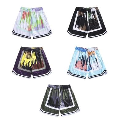 China Anti-wrinkle Comfortable fashionable printed mens drawstring basketball shorts custom logo mens running shorts for sale