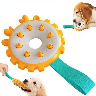 China Viable Chinese Factory Wholesale Dog Bite Sucker Dog Teeth Toy Frisbee Shape Rubber Silicone Dog Bite Chew Cleaner Toy Frisbee for sale