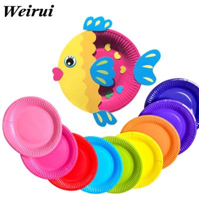 China Art round colorful puzzle stickers children's plate cake paper plate DIY material creative handmade materials for sale