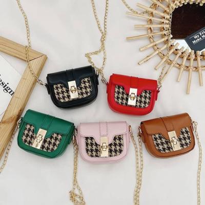 China PU Mini Saddle Bag Designer Luxury With Swallow Hoop Pattern Shoulder Cross-body Bag For Kids for sale
