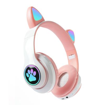 China Factory Supply Luminescent Cat Ear Headphone Head-mounted Wireless Headphones for sale