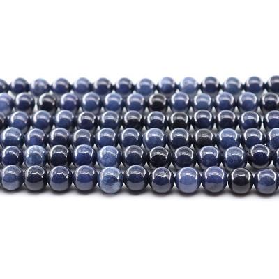 China For Jewelry Making Wholesale 4/6/8/10mm Ink Blue Chalcedony Loose Gemstone Set Natural Stone Beads For Jewelry Making Sets for sale