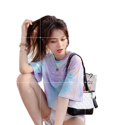 China FB Lazy Style Summer Women's Loose Mid Length QUICK DRY Tie Dye Short Sleeve T-Shirt for sale